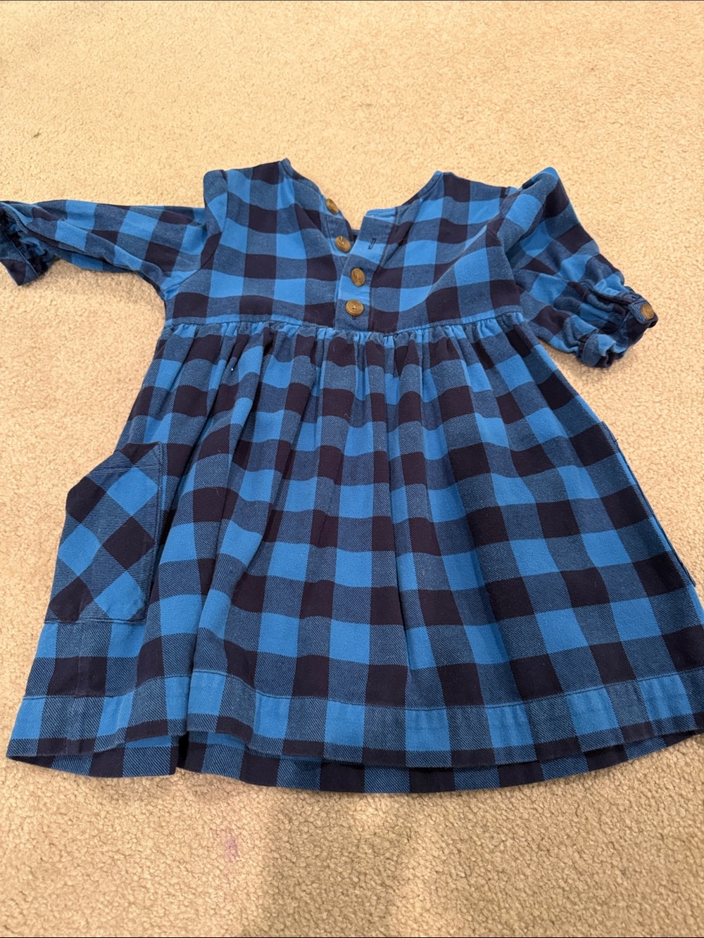 Hanna Andersson Blue and Navy Plaid Long-Sleeve Dress - Picture 3 of 3